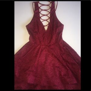 Red Floral Tie up Dress